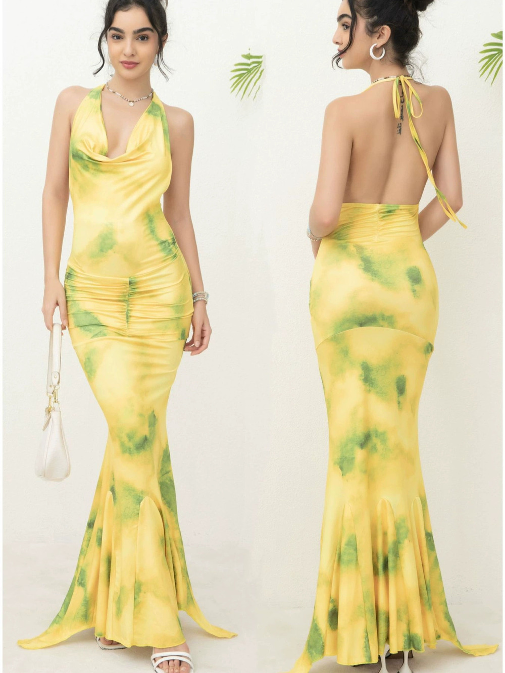 Zara Halter Neck Dark Floral Print Maxi Dress